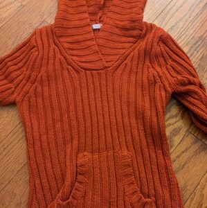 Burnt orange heavy sweater from Deb stores with hood and pocket